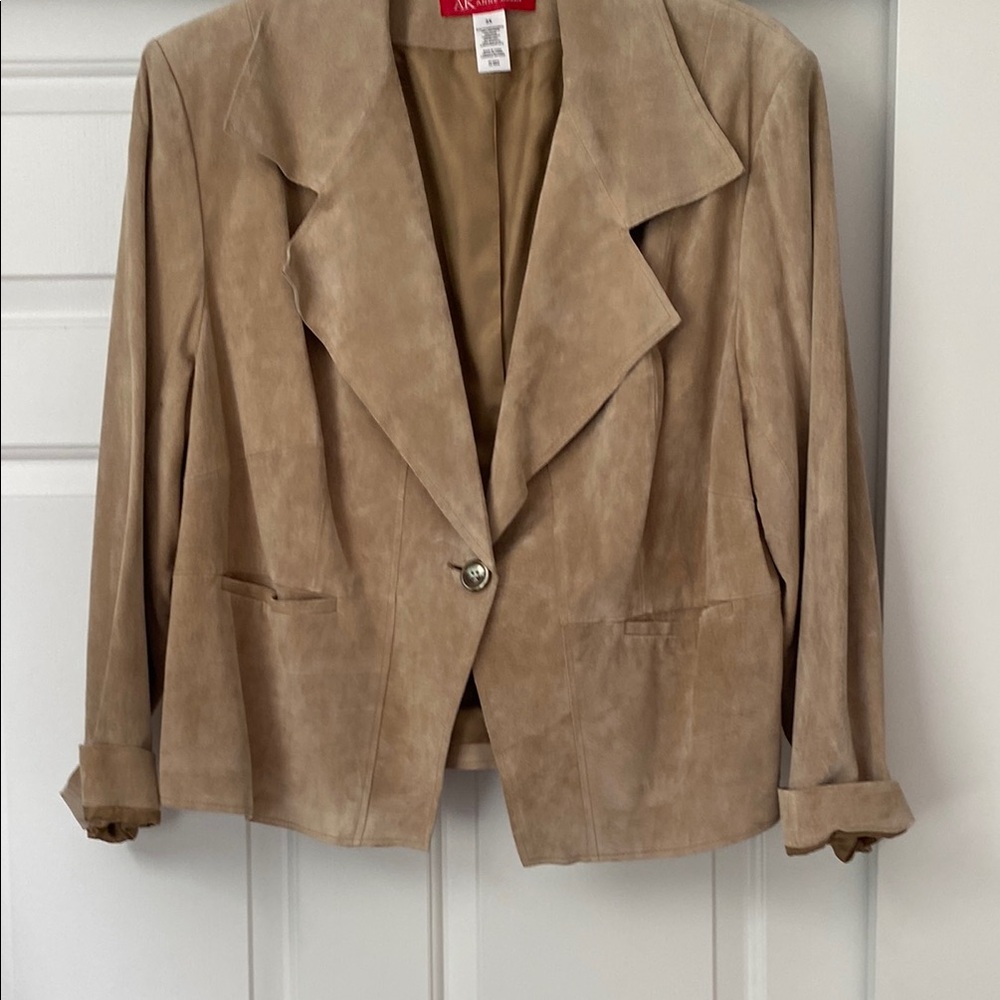 AK Anne Klein Women's Tan Suede Jacket